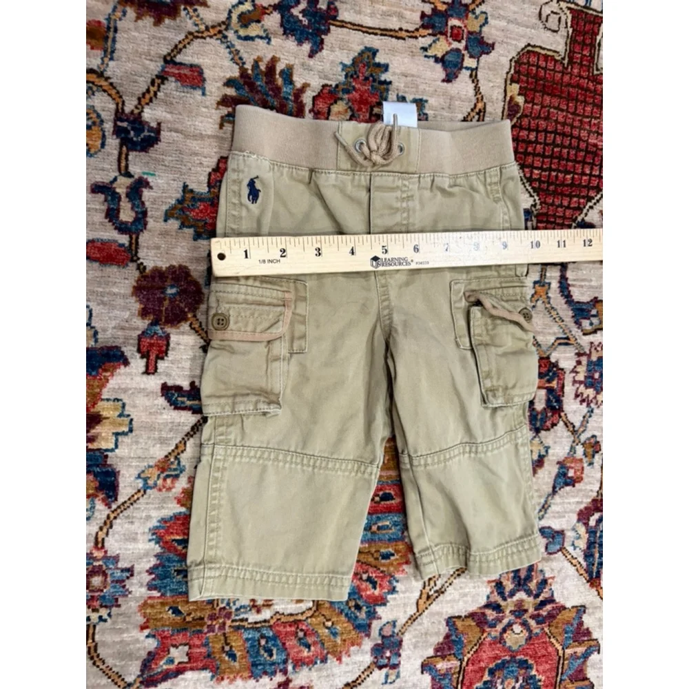 Polo Ralph Lauren Boys Cargo Pants Size 9 Months Khaki Elastic Waist Preppy